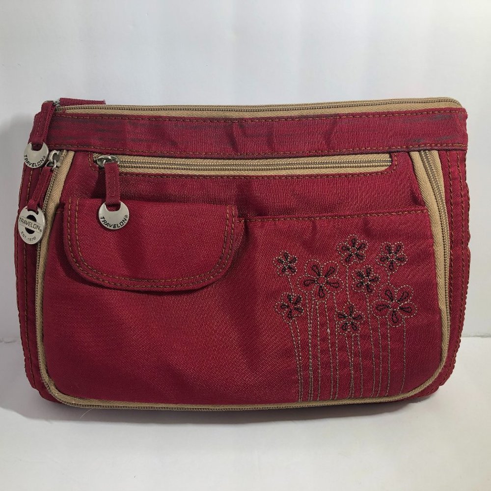 Travelon Nylon East/West Convertible Bag with Floral Embroidery